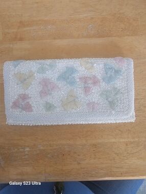 Vintage Beaded Pastel Butterfly Clutch